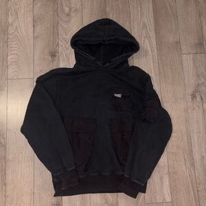 Stussy Cargo Fleece HD Black Hooded Utility Sweatshirt